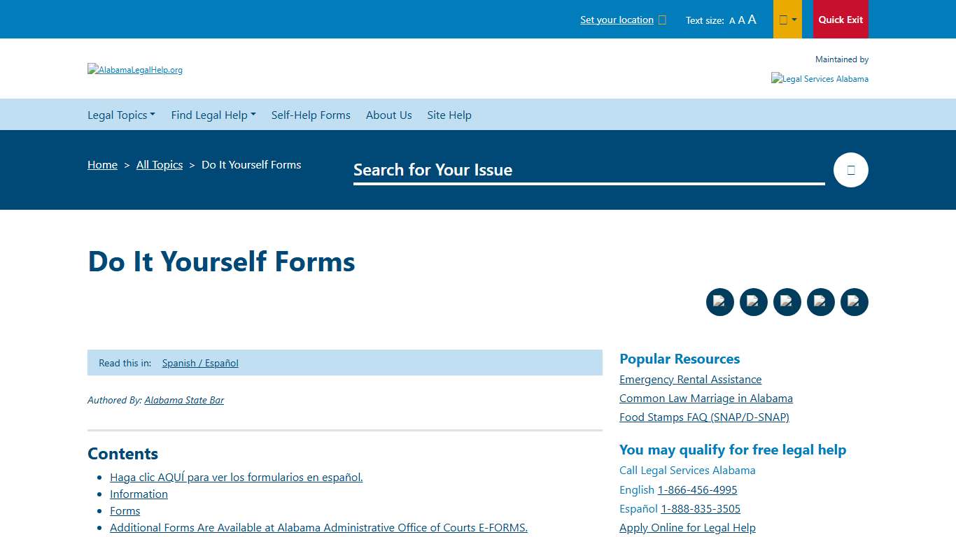 Do It Yourself Forms AlabamaLegalHelp.org A guide to free and low-cost legal aid, assistance & services in Alabama